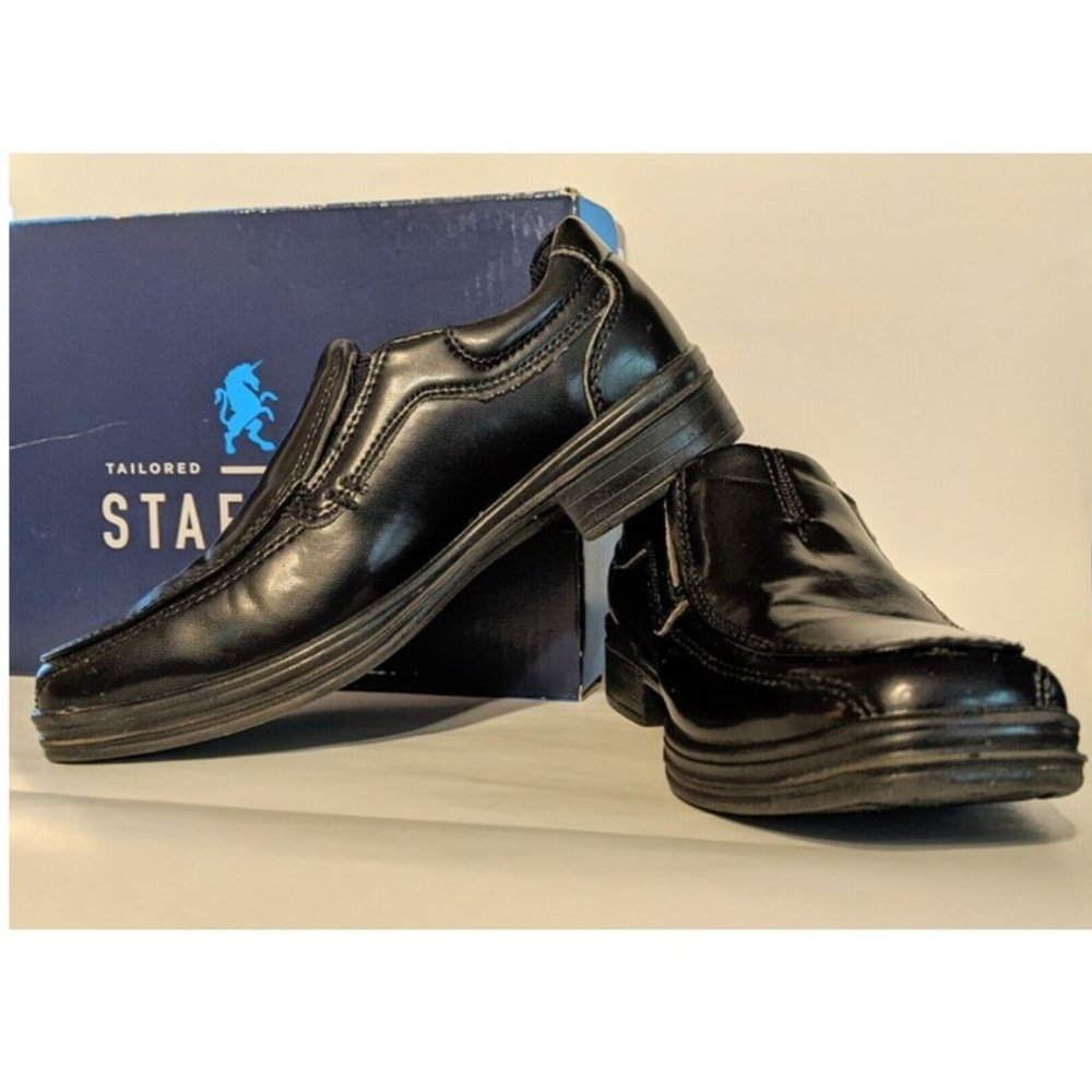 STAFFORD Boys Size 12M Black Buck Slip-On Dress Loafer/ Dress Shoes Dance Youth